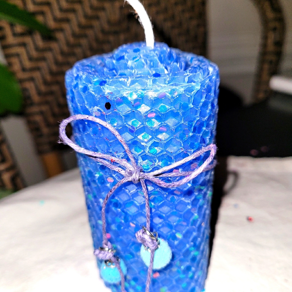 Glittered Handcrafted Beeswax Candle